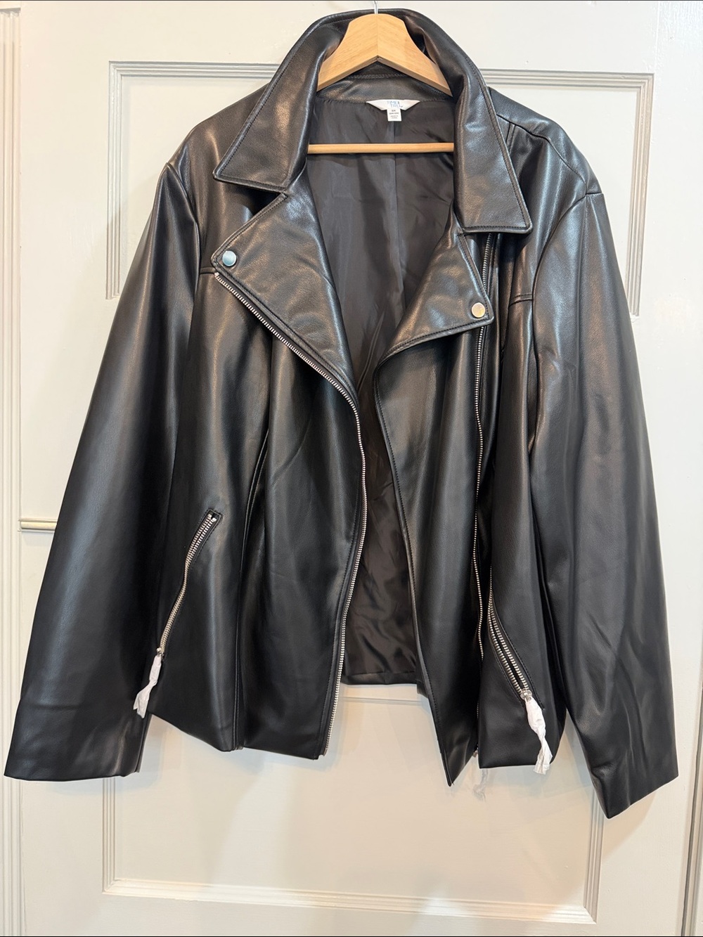 Time and Tru Black Faux Leather Moto Jacket